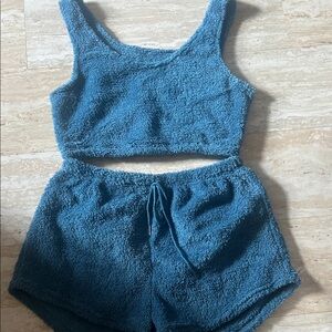 SHEIN Teal Fuzzy Pajama Set